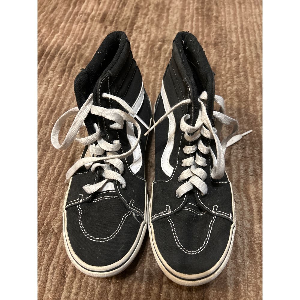 Vans Off The Wall Sneakers Missy Sz 3.5 Black High Top Shoes‎ Canvas Skate